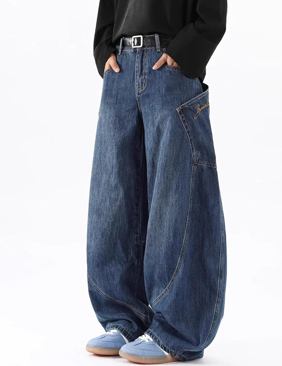 Men's Baggy Jeans Y2k Hip Hop Denim Pants Vintage Jnco Jeans Loose Fit Cargo Jeans Streetwear