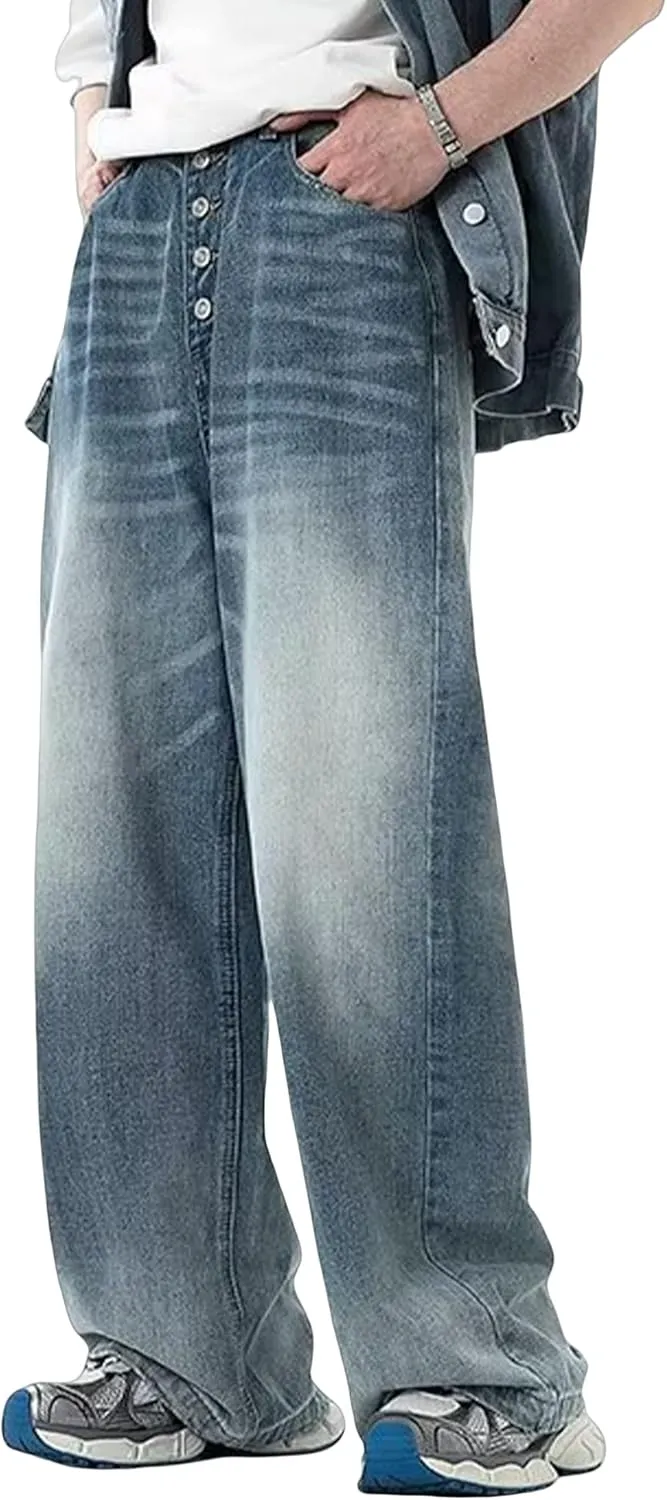 Men's Baggy Jeans Y2k Hip Hop Skater Pants Vintage Loose Fit Jeans Dance Skateboard Pants Trousers