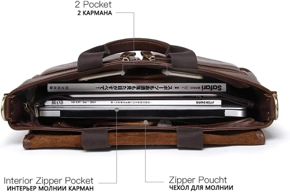 Men's Briefcase Mens Business Briefcase Shoulder Handbags Expandable Crossbody Bag for Work Office Travel