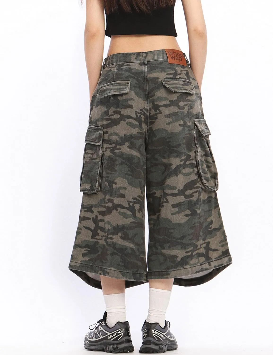 Mens Camo Cargo Shorts Y2k Baggy Long Jorts Hip Hop Bermuda Jeans Shorts Camouflage Shorts for Women