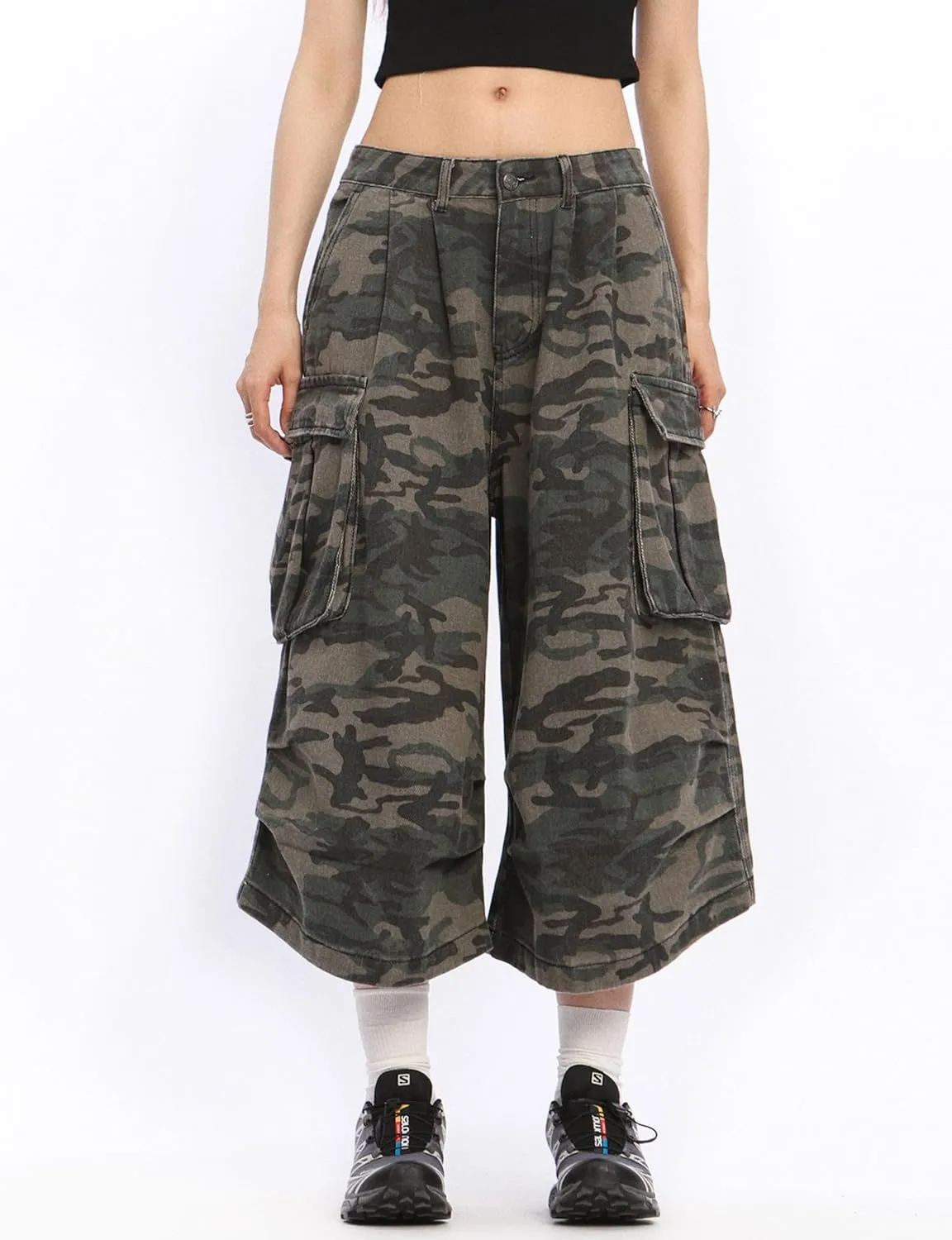 Mens Camo Cargo Shorts Y2k Baggy Long Jorts Hip Hop Bermuda Jeans Shorts Camouflage Shorts for Women