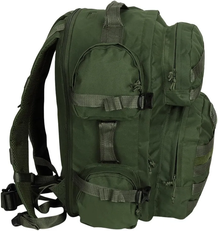 Men's Large OD Green Expandable Tactical Molle Hydration-Ready Backpack Daypack Bag