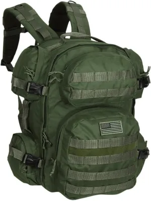 Men's Large OD Green Expandable Tactical Molle Hydration-Ready Backpack Daypack Bag
