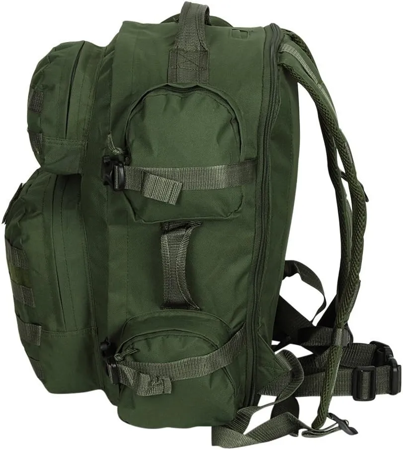 Men's Large OD Green Expandable Tactical Molle Hydration-Ready Backpack Daypack Bag