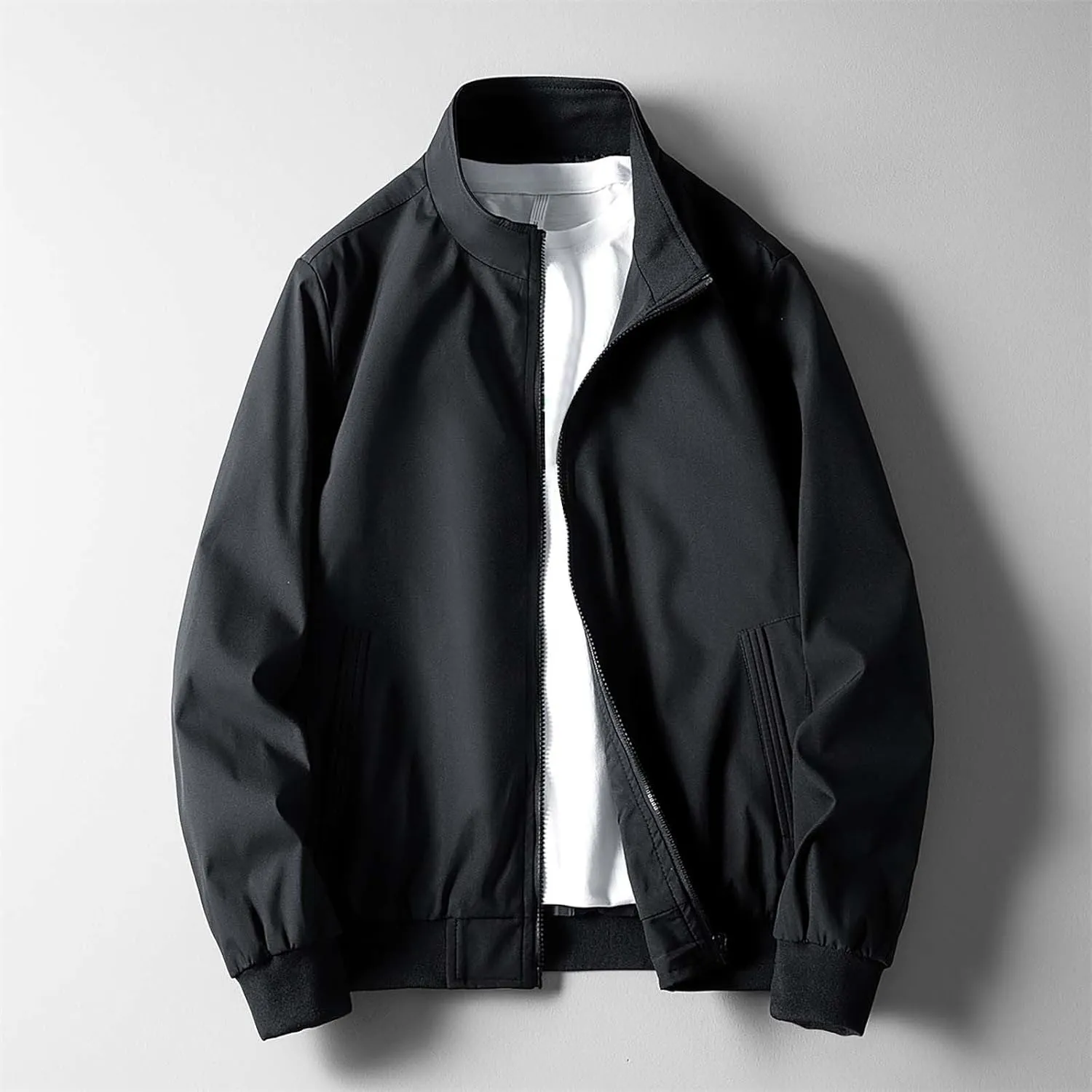 Men's Lightweight Bomber Jacket Men's Handsome Pilot Zip Fx Standing Jacket Outdoor Fashion Coat for Men Men's