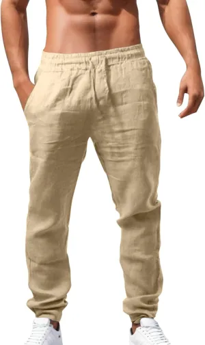 Mens Lightweight Jogging Pant Pockets Track Work Joggers Loose Fit Sport Casual Sweatpant Summer Long Pants