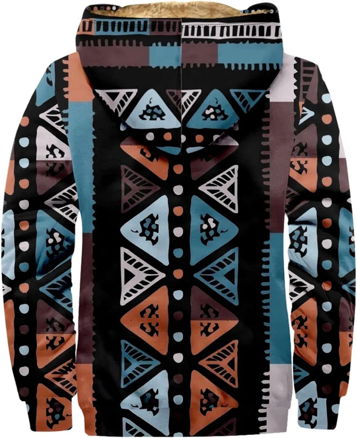 Men's Western Vintage Print Sherpa Fleece Lined Jackets Faux Cozy Outerwear Quilted Down Varsity Coat Plus Size