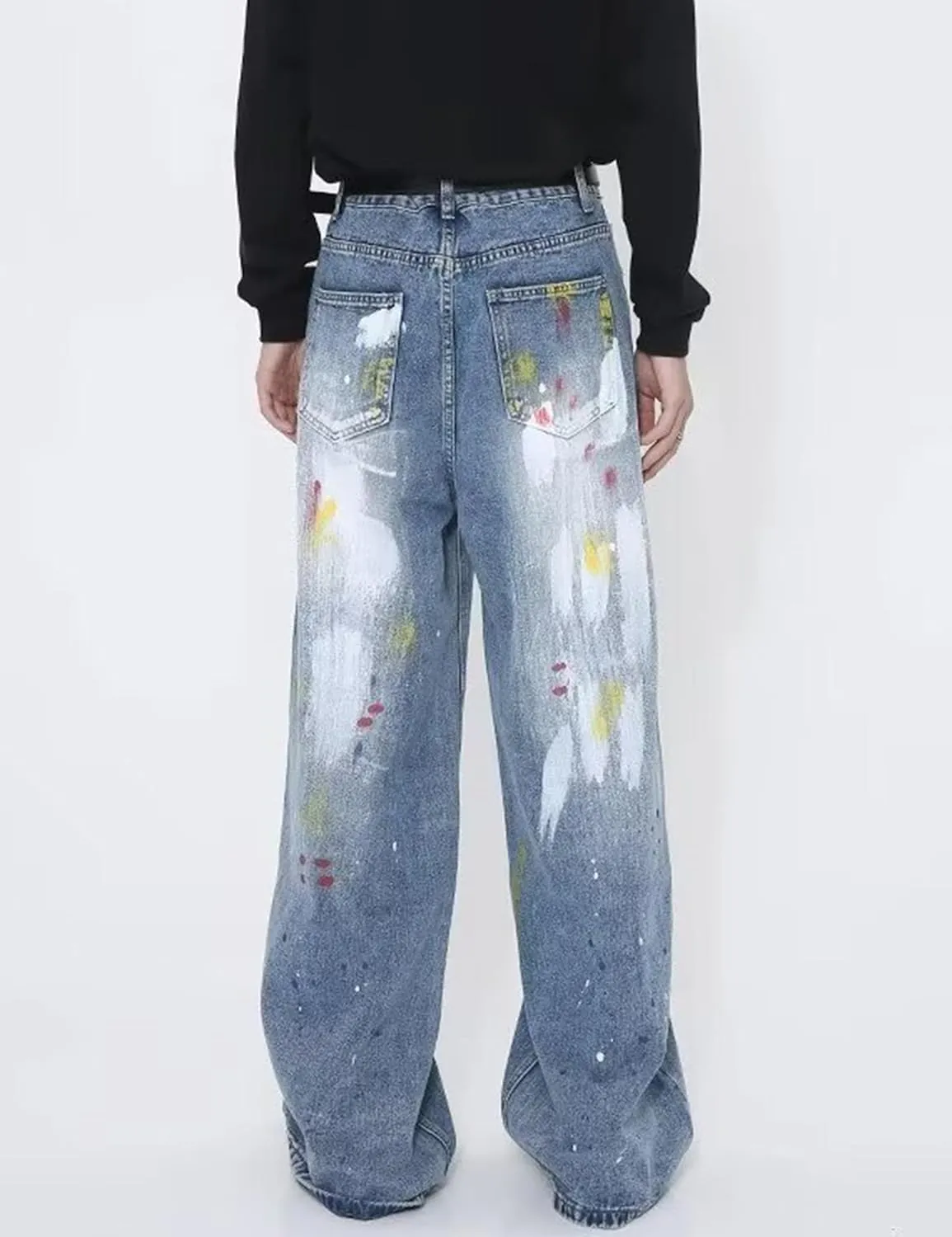 Men's Y2K Jeans Hip Hop Baggy Denim Pants Spiderweb Graphic Jeans Goth Denim Joggers Streetwear