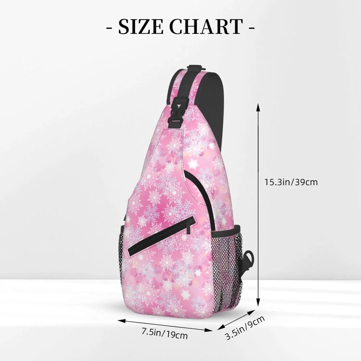 Merry Christmas Snowflakes Pink Cross Chest Bag Diagonally Hiking Crossbody Bag Travel Shoulder Daypack Lightweight Sling Backpack Cycling Daypacks Fitness Chest Backpacks