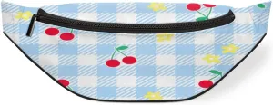 Mesh Colored Cherry Flowers Fanny Pack for Women Men Waist Pack Crossbody Bag with Adjustable Belt for Travel Hiking Running Cycling Festivals