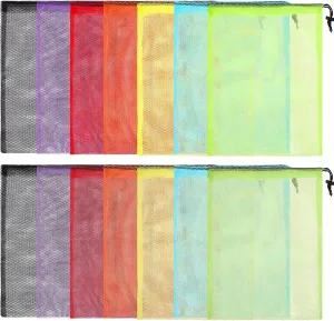Mesh Drawstring Bags 60pcs Multicolor Nylon Mesh Laundry Bags Gym Travel Beach Storage Bags