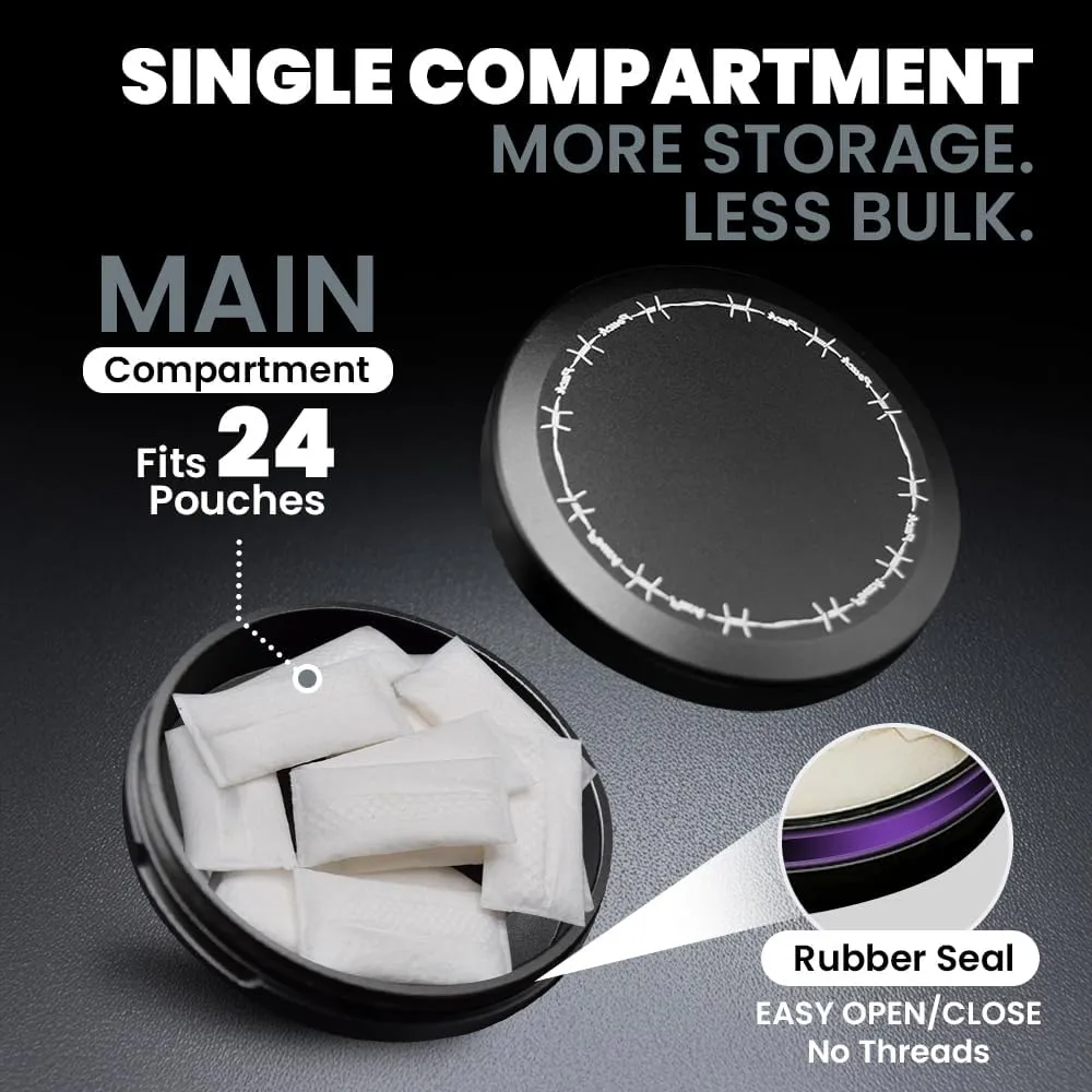 Metal Container for Zyn | Zyn Metal Can | Zyn Holder | Zyn Can | Aluminum Zyn Container | Snus Can | Zyn Tin | Zyn Case | Gift for Him | Caffeine Pouches | Slim - (Single Compartment)