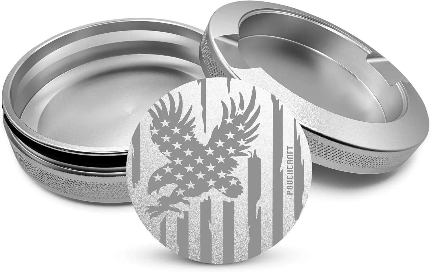 Metal Pouch Can | Metal Container | Slim EDC Pocket Tin | Airtight & Moisture-Resistant Storage | Compact Daily Organizer | Pill Case & Travel Tin | Gift for Men | (American Flag Edition, Silver)