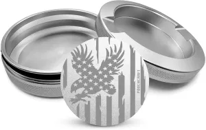 Metal Pouch Can | Metal Container | Slim EDC Pocket Tin | Airtight & Moisture-Resistant Storage | Compact Daily Organizer | Pill Case & Travel Tin | Gift for Men | (American Flag Edition, Silver)