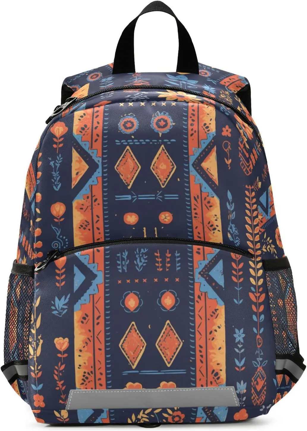 Mexican Fabric Pattern Colorful Kids Backpack for Preschool Multifunctional Cute Schoolbag with Reflective Strips