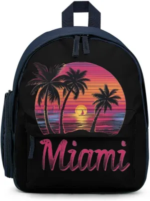 Miami Sunset Sailboat Unisex Small Backpack Lightweight Cute Shoulder Bag Travel Daypack