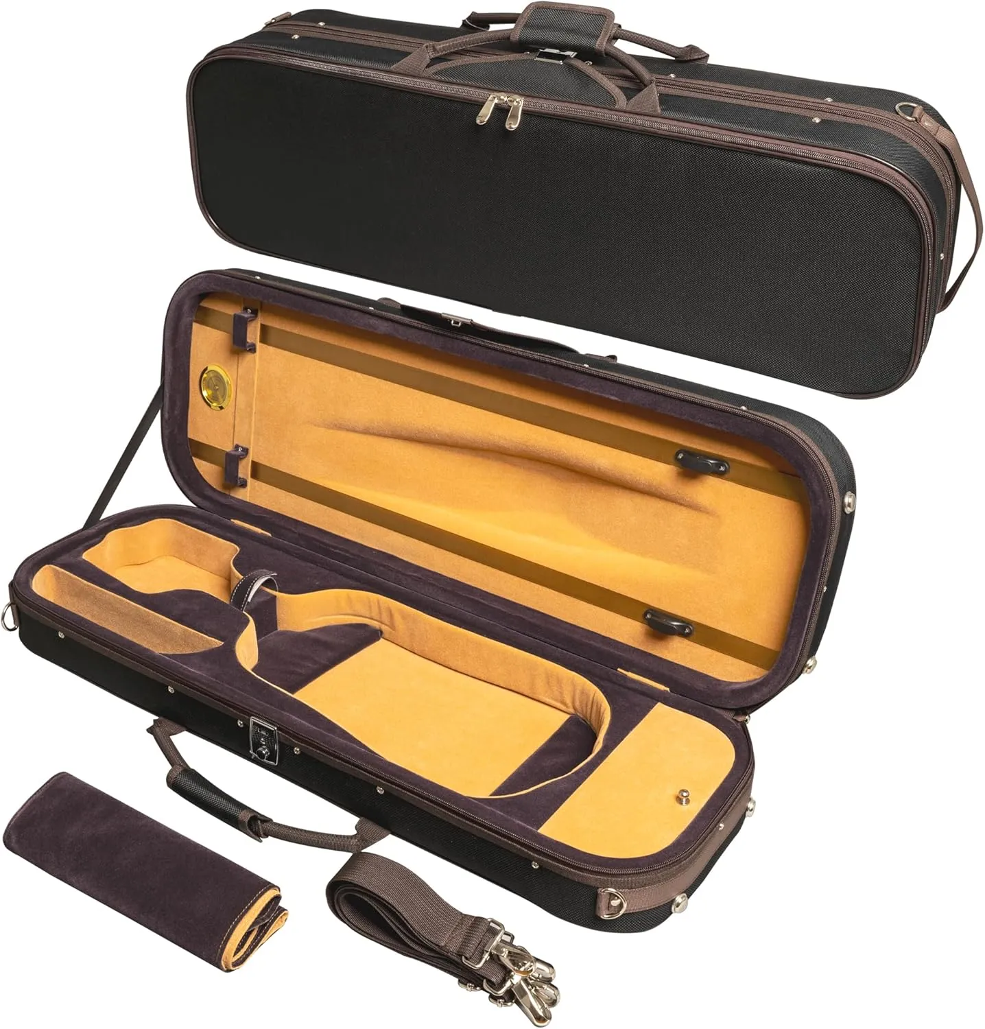 MI&VI AF-5003 Lightweight 4.5lb Hard Viola Travel Case With Reflective Safety Strips | Shoulder Straps | Hard-Shell | High-Density Foam - MIVI Music (15" inch)