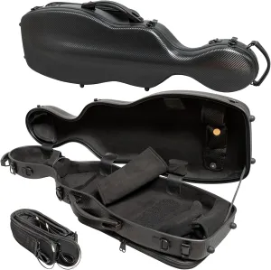 MI&VI AP-7016 Light Hard Shell Viola Case for 15" to 16.5" inch Full Sized Violas with Adjustable Straps | Water Resistant | Travel Backpack | Poly Carbon Fiber Shaped Violin Case (Black)