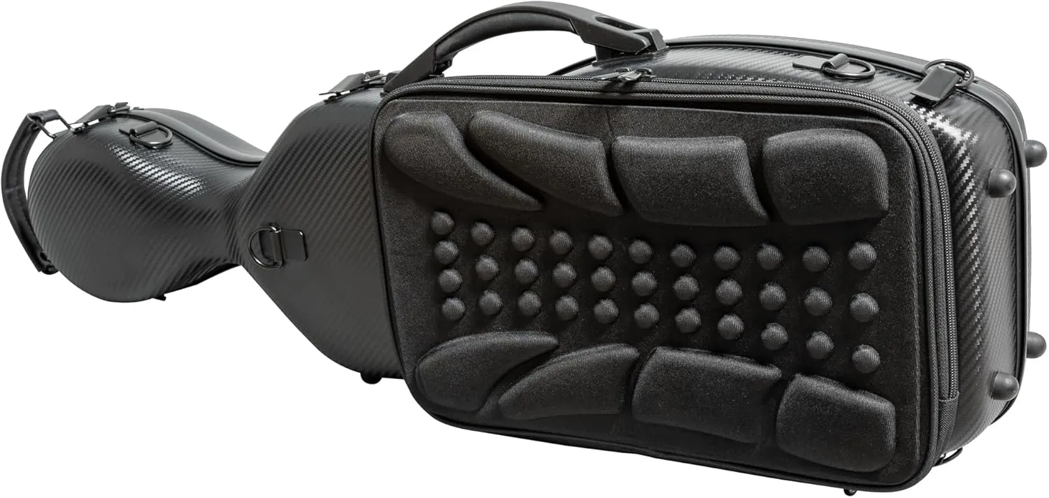 MI&VI AP-7016 Light Hard Shell Viola Case for 15" to 16.5" inch Full Sized Violas with Adjustable Straps | Water Resistant | Travel Backpack | Poly Carbon Fiber Shaped Violin Case (Black)