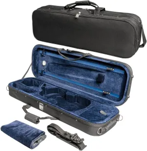 MI&VI NF-3001 Light Hard Violin Case 4/4 (Full Size) with Adjustable Straps | Velvet Plush Cushion | High-Density Foam | Hygrometer | Sheet Pocket (Black)