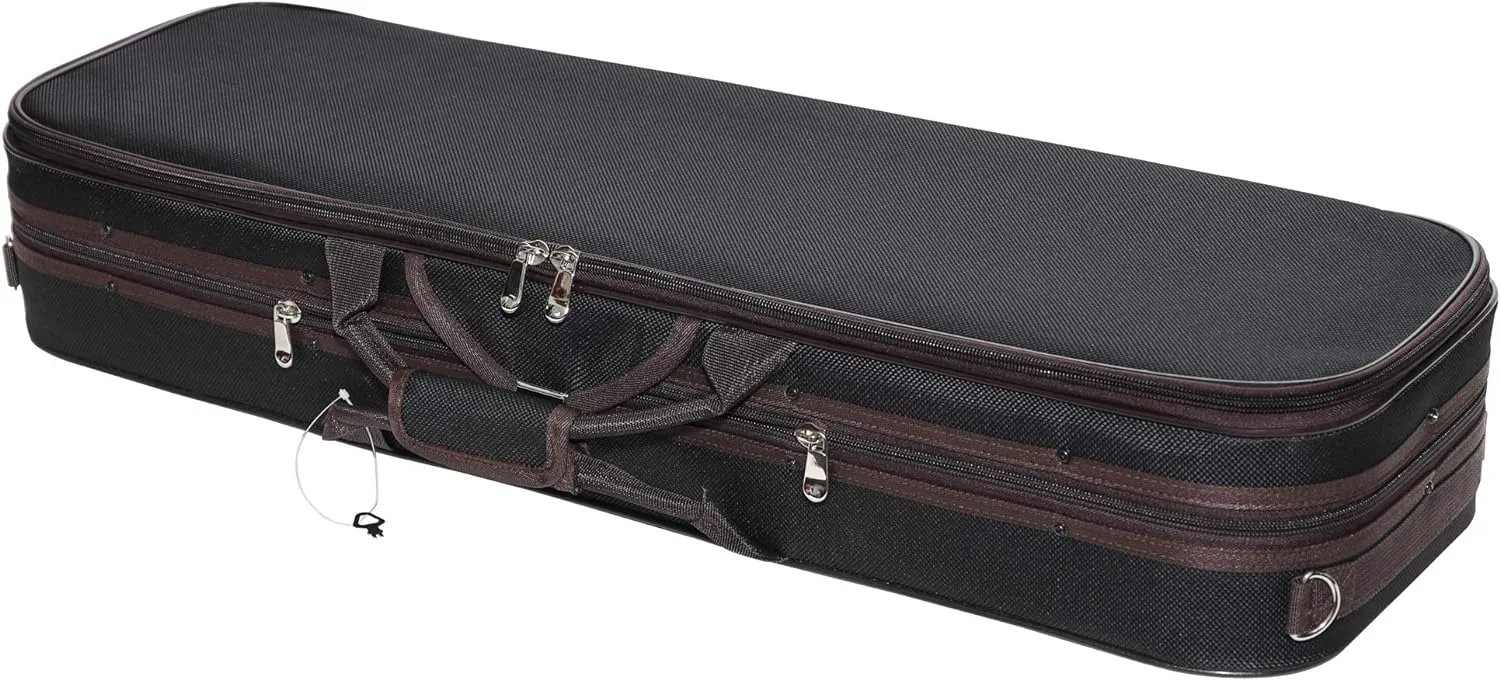 MI&VI NF-5003 Super Lightweight 2.85lb Sturdy Violin Travel Case 1/4 With Reflective Safety Strips | Hygrometer | Adjustable Shoulder Straps | Hard-Shell | High-Density Foam - MIVI Music