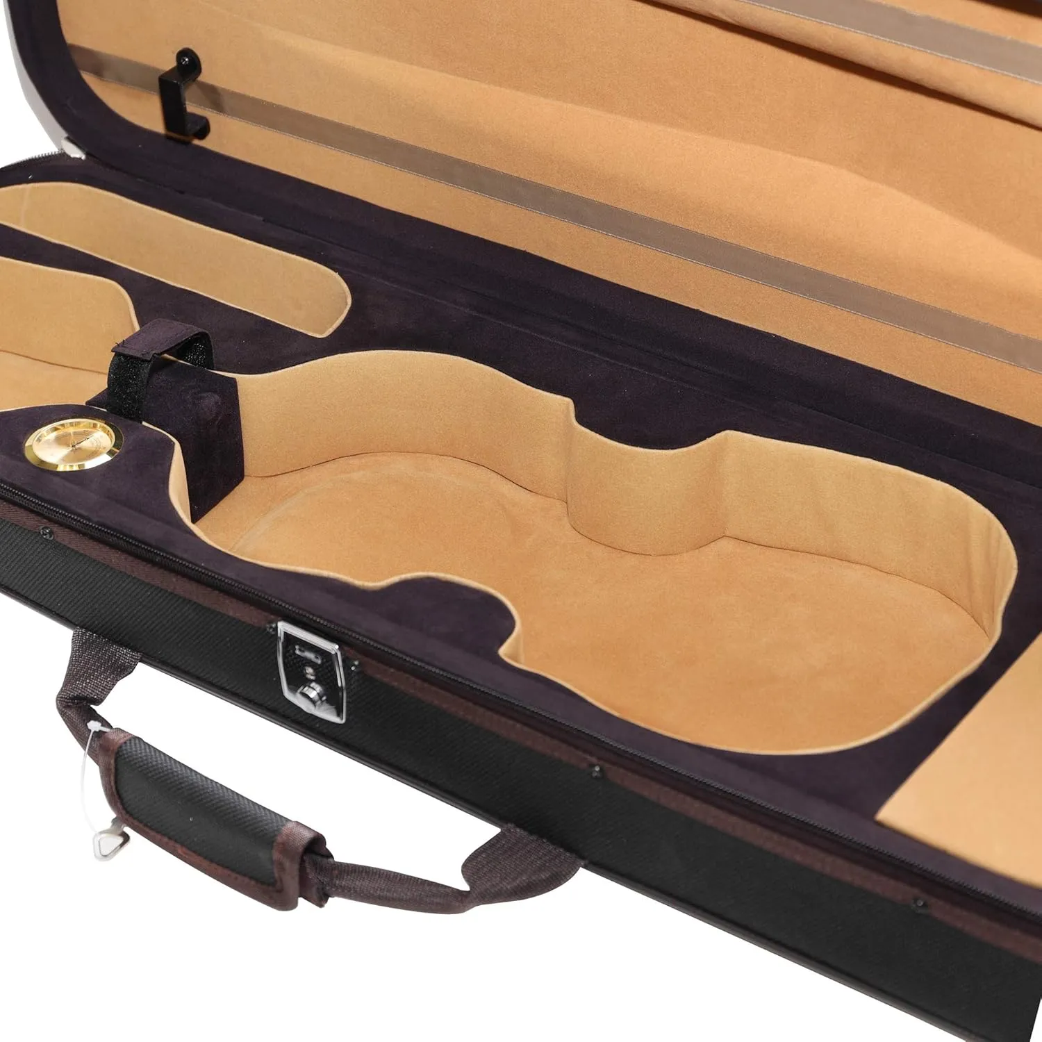 MI&VI NF-5003 Super Lightweight 2.85lb Sturdy Violin Travel Case 1/4 With Reflective Safety Strips | Hygrometer | Adjustable Shoulder Straps | Hard-Shell | High-Density Foam - MIVI Music