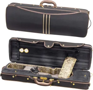 MI&VI NF-9001 Professional Hard-Shell Violin Case 4/4 (Full Size) Luxury Silk Interior | High-Density Foam | Sheet Pocket | Oblong Shape | Adjustable Straps | Hygrometer | Thermometer (Black)