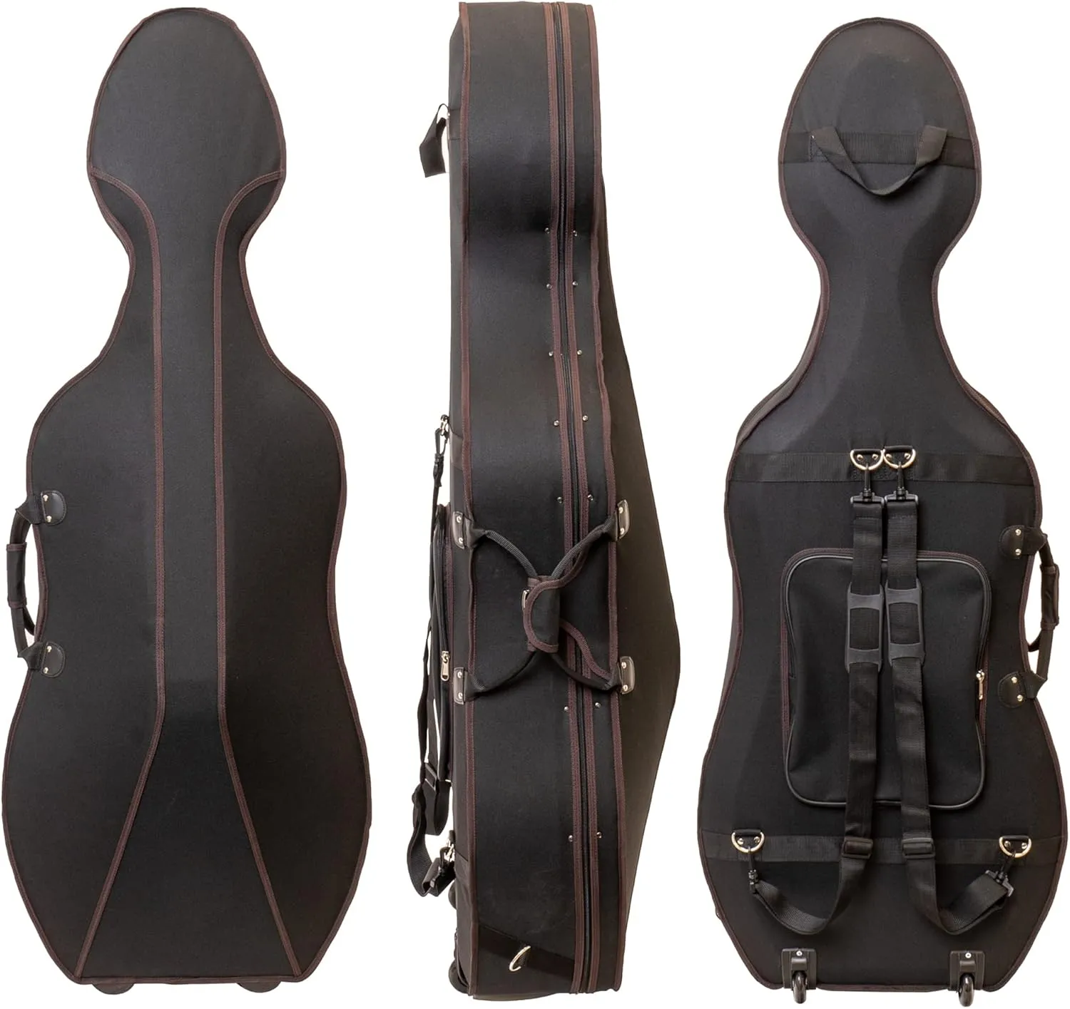 MI&VI Super Lightweight Travel Cello Case (4/4 Size) with Two Wheels | Reflective Safety Strips |Adjustable Backpack Straps | Hard-Shell | High-Density Foam - By MIVI Music