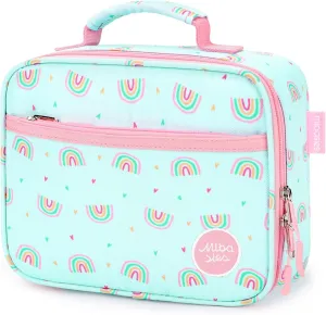 mibasies Kids Lunch Box for Girls Toddler, Insulated and Reusable Lunch Bag for School, Rainbow Mint Green