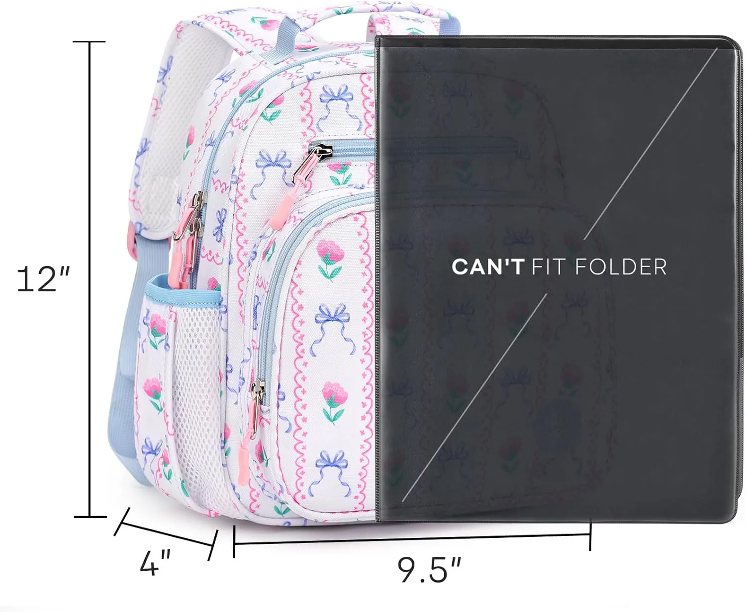 mibasies Toddler Backpack for Girls 2-4: Preschool Kindergarten Backpack - Cute Kids Backpacks for Girls - Bowknot Rose Sky Blue