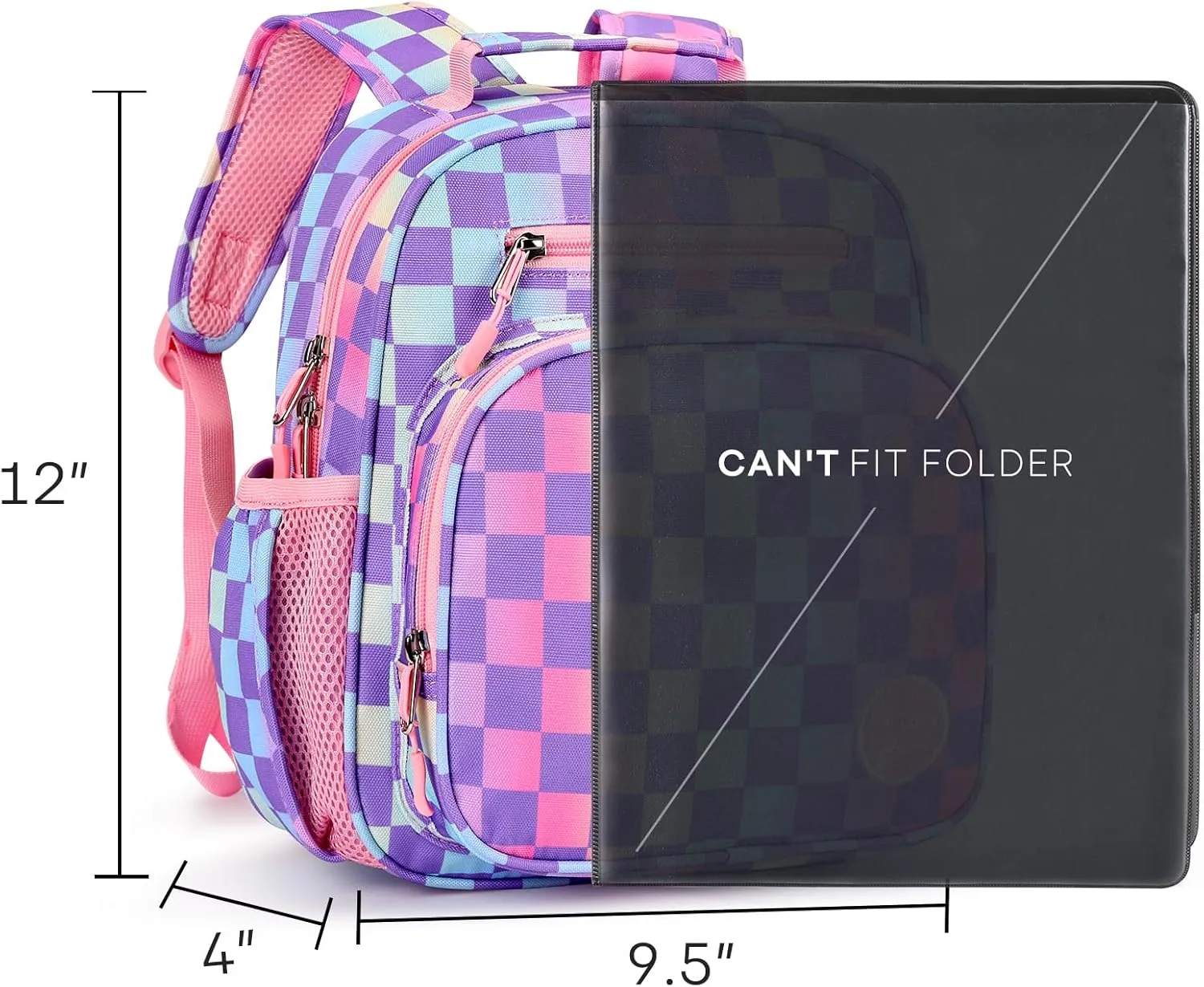 mibasies Toddler Backpack for Girls 2-4: Preschool Kindergarten Backpack - Cute Kids Backpacks for Girls - Checkerboard