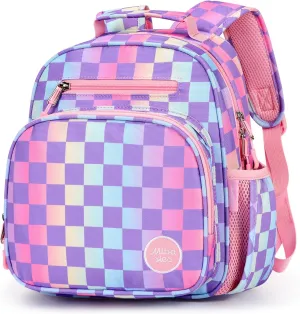 mibasies Toddler Backpack for Girls 2-4: Preschool Kindergarten Backpack - Cute Kids Backpacks for Girls - Checkerboard