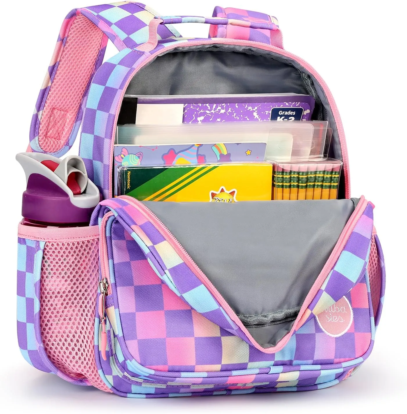 mibasies Toddler Backpack for Girls 2-4: Preschool Kindergarten Backpack - Cute Kids Backpacks for Girls - Checkerboard