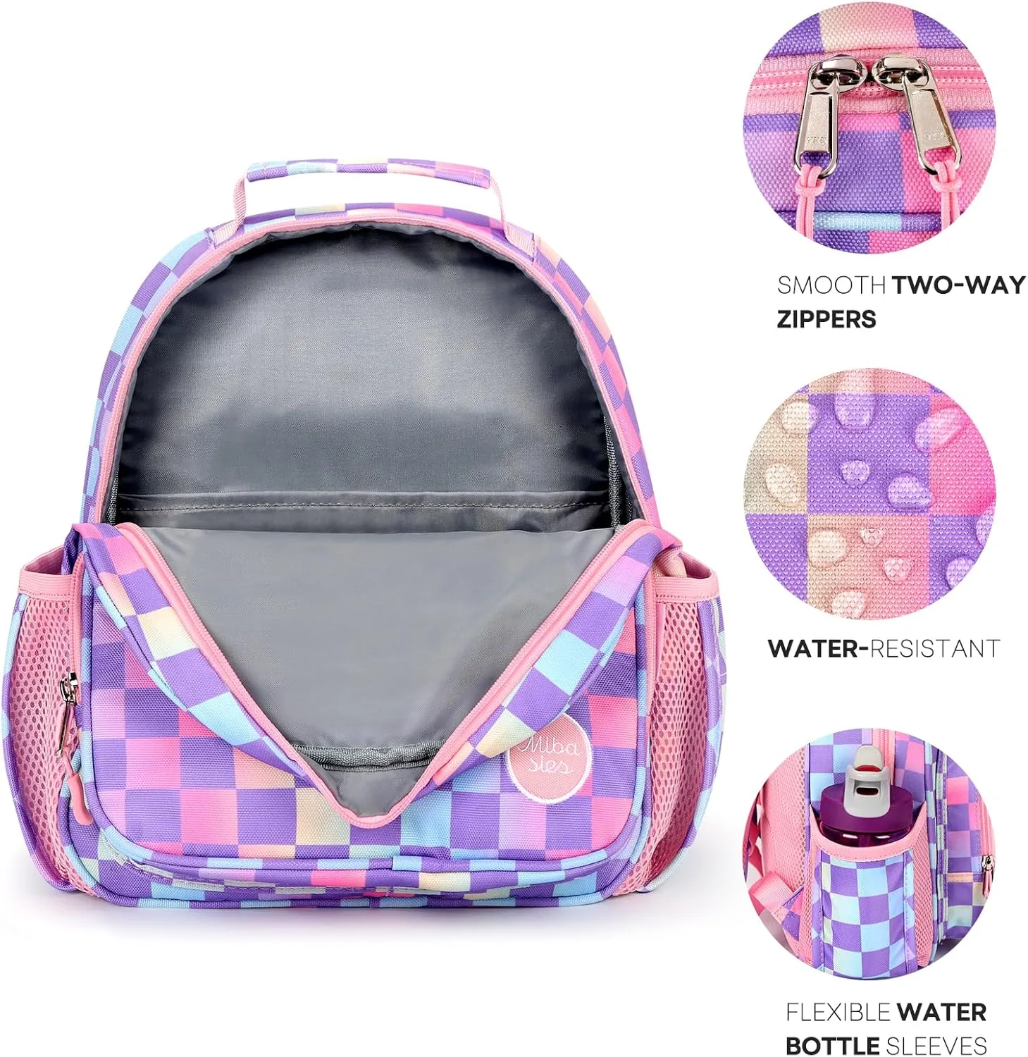 mibasies Toddler Backpack for Girls 2-4: Preschool Kindergarten Backpack - Cute Kids Backpacks for Girls - Checkerboard