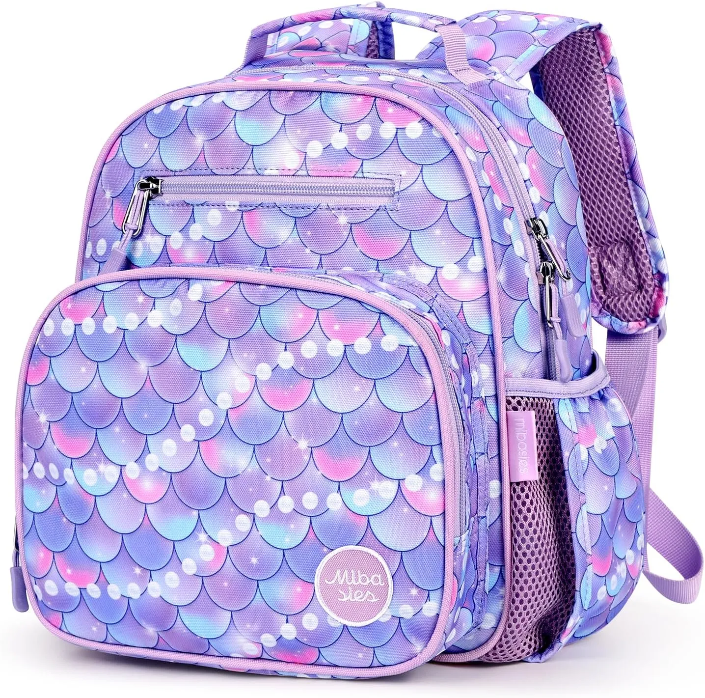 mibasies Toddler Backpack for Girls 2-4: Preschool Kindergarten Backpack - Cute Kids Backpacks for Girls - Fish scale Purple