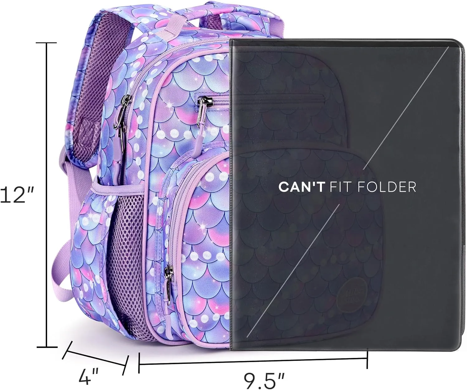 mibasies Toddler Backpack for Girls 2-4: Preschool Kindergarten Backpack - Cute Kids Backpacks for Girls - Fish scale Purple