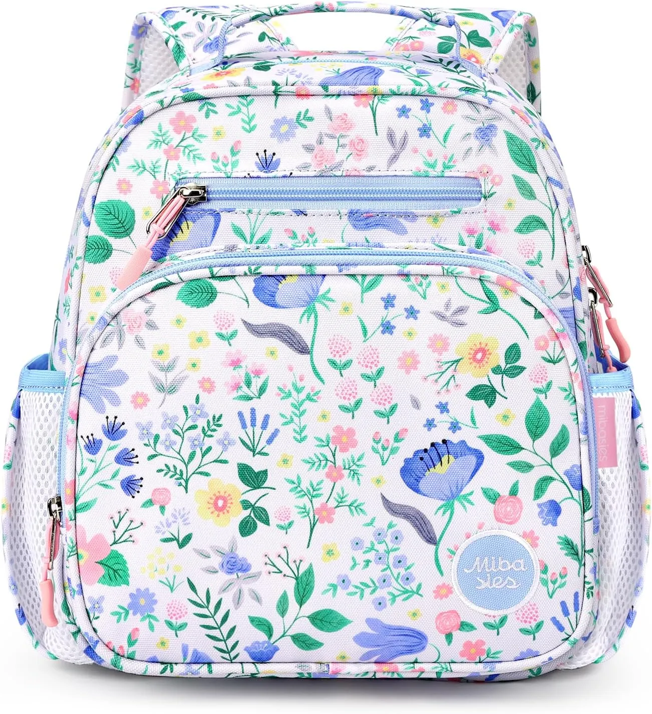 mibasies Toddler Backpack for Girls 2-4: Preschool Kindergarten Backpack - Cute Kids Backpacks for Girls - Floral Blue