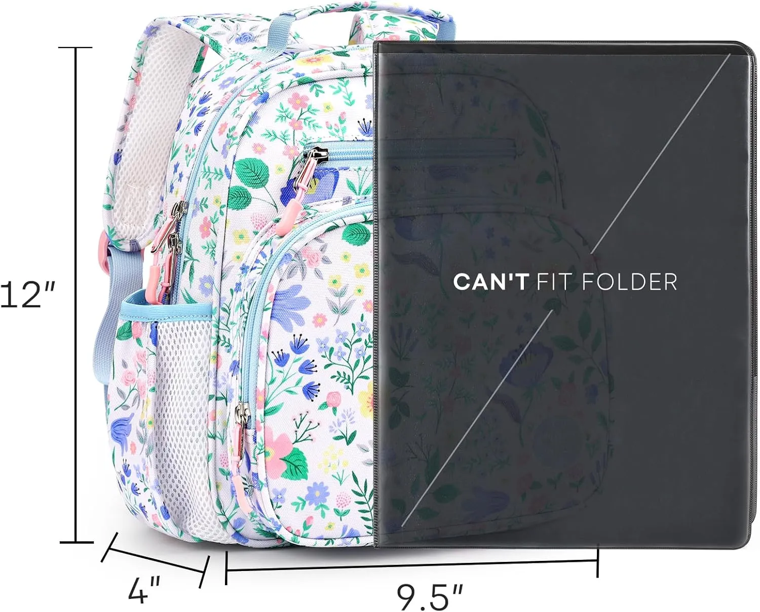 mibasies Toddler Backpack for Girls 2-4: Preschool Kindergarten Backpack - Cute Kids Backpacks for Girls - Floral Blue
