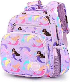 mibasies Toddler Backpack for Girls 2-4: Preschool Kindergarten Backpack - Cute Kids Backpacks for Girls - Mermaid Purple