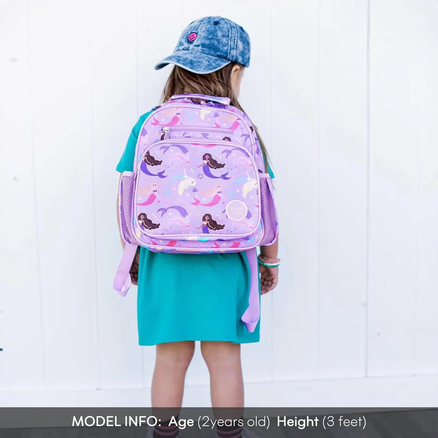 mibasies Toddler Backpack for Girls 2-4: Preschool Kindergarten Backpack - Cute Kids Backpacks for Girls - Mermaid Purple