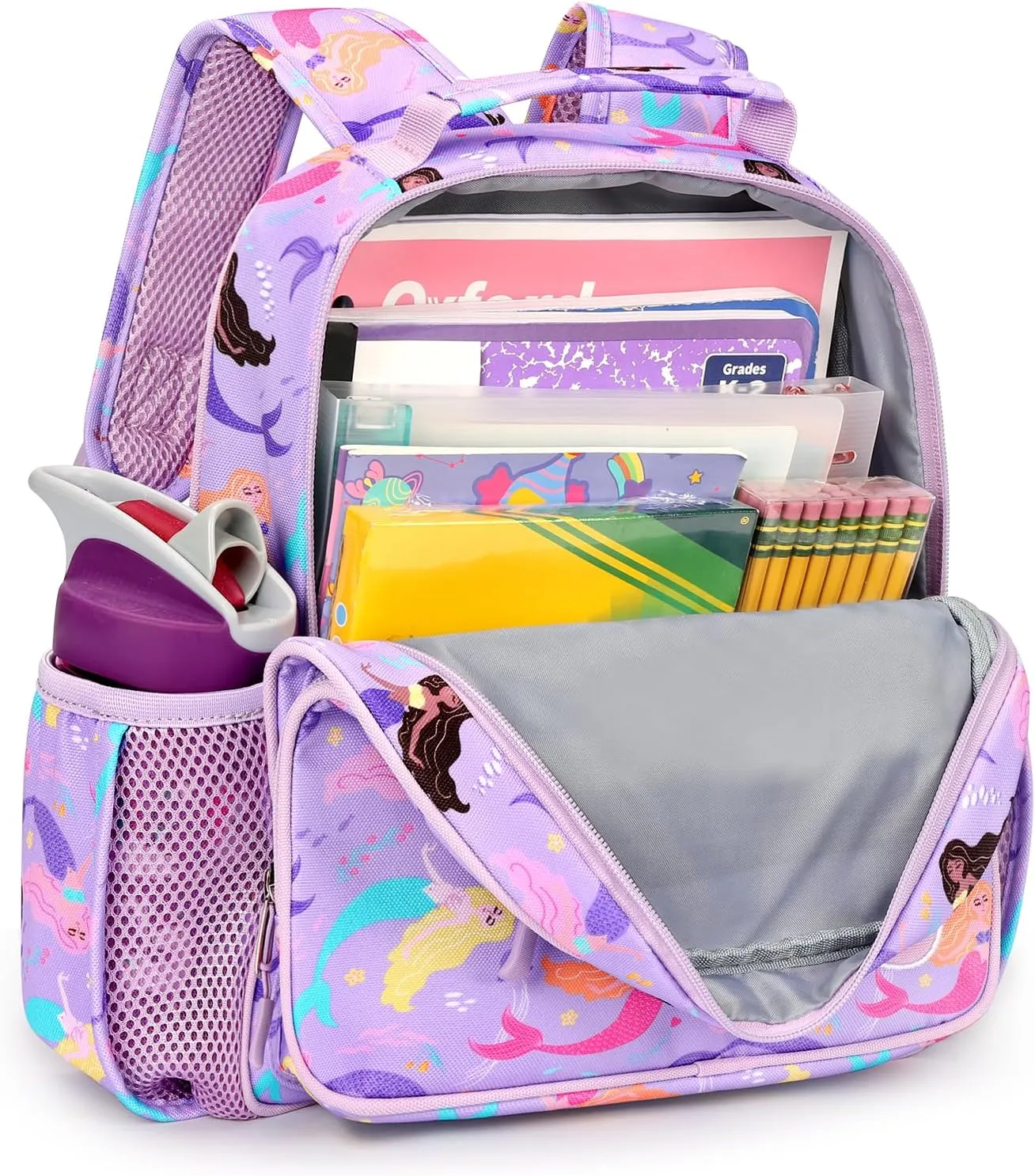mibasies Toddler Backpack for Girls 2-4: Preschool Kindergarten Backpack - Cute Kids Backpacks for Girls - Mermaid Purple