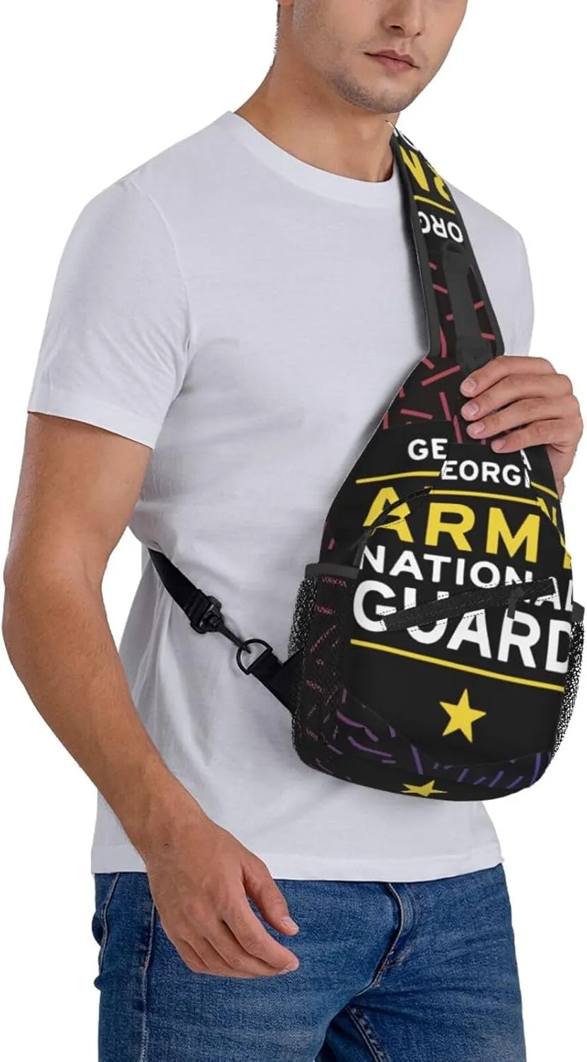 Michigan A-rmy National Guard Crossbody For Men Women Sling Chest Bag Shoulder Bag Lightweight One Strap Backpack Multipurpose Travel Hiking Daypack