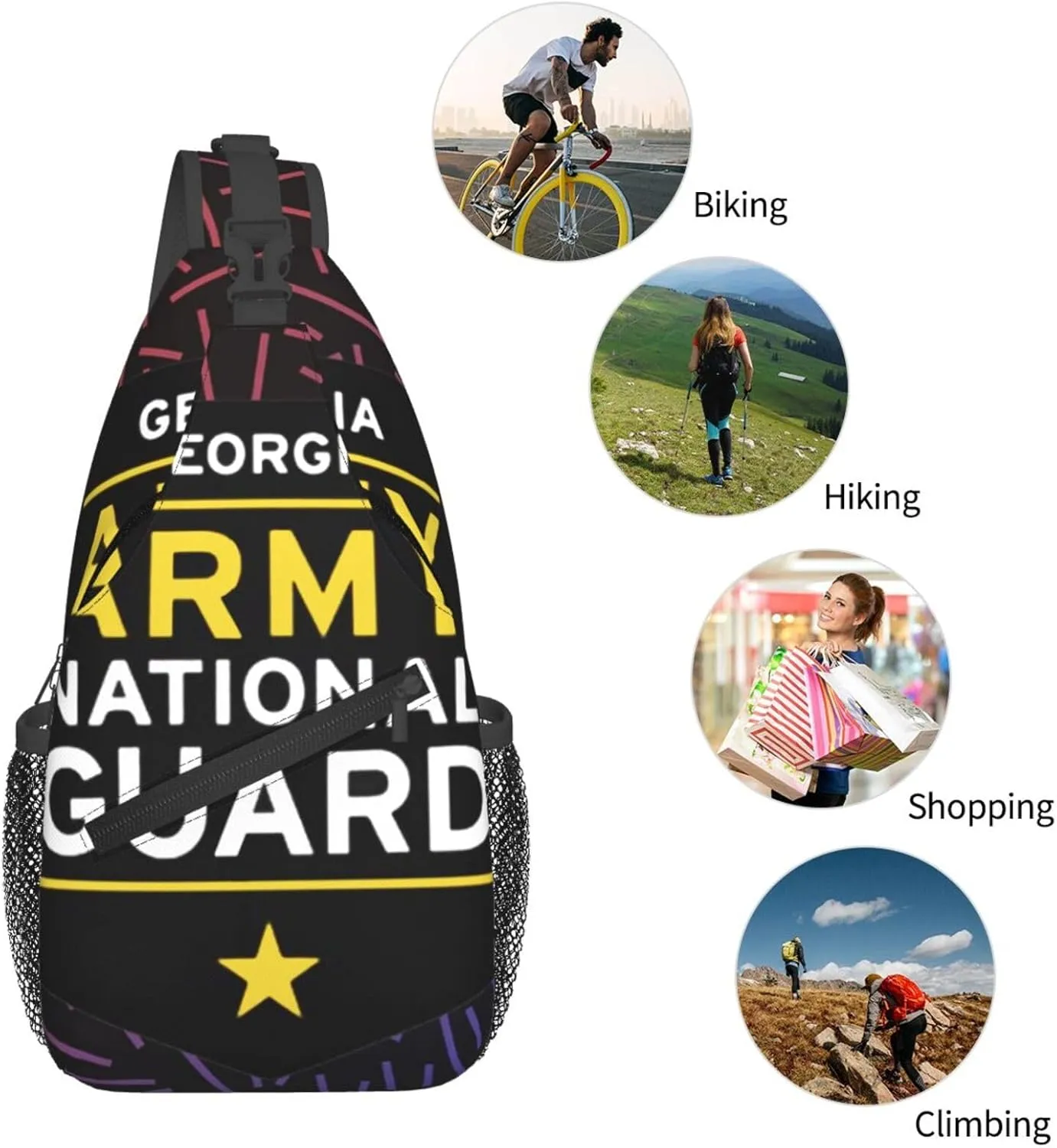 Michigan A-rmy National Guard Crossbody For Men Women Sling Chest Bag Shoulder Bag Lightweight One Strap Backpack Multipurpose Travel Hiking Daypack