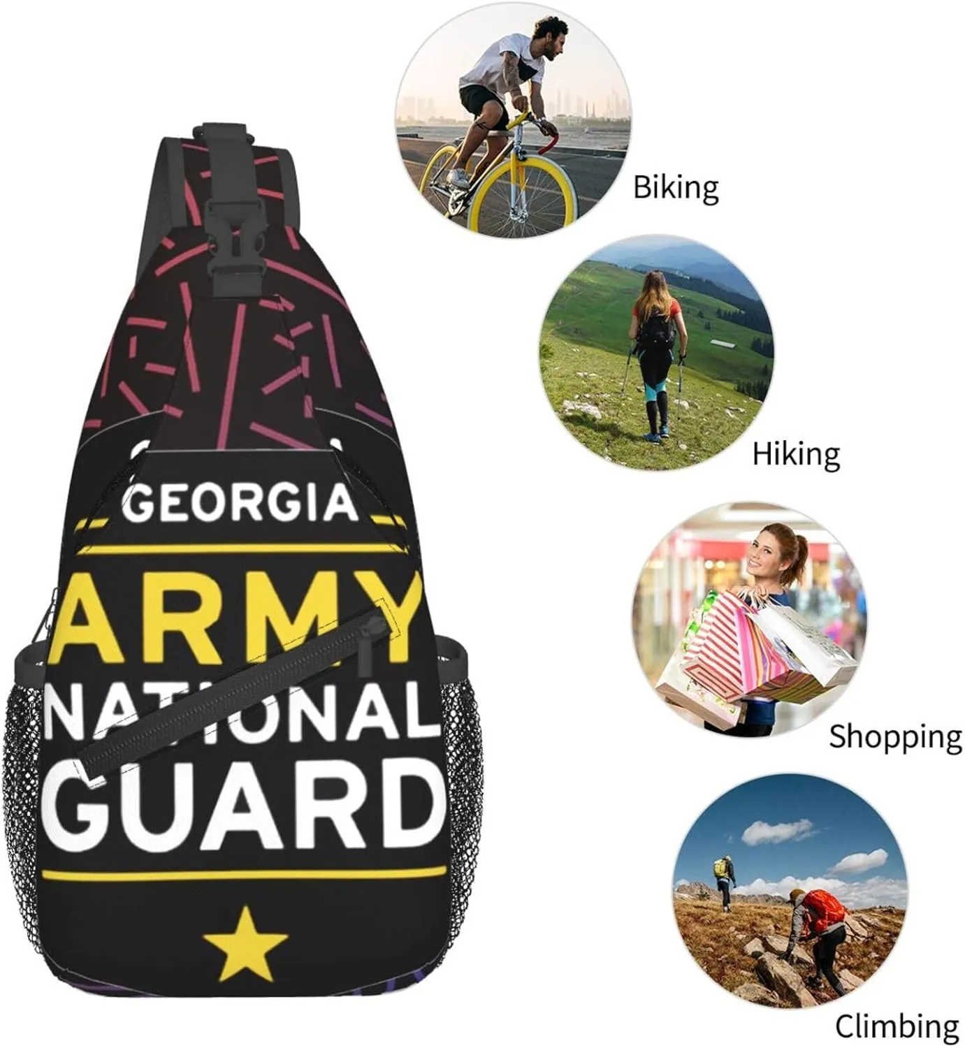 Michigan A-rmy National Guard Small Crossbody Backpack Sling Bag For Men Women Mini One Shoulder Chest Bags Gym Sport Travel Hiking Daypack