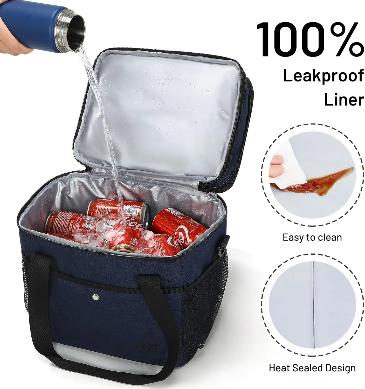 MIER Large Lunch Cooler for Men Expandable Lunch Bag Insulated Dual Compartment Cooler Bag for Travel Camping Picnic Weekend Trip, 24L/30Can(Pure Blue)