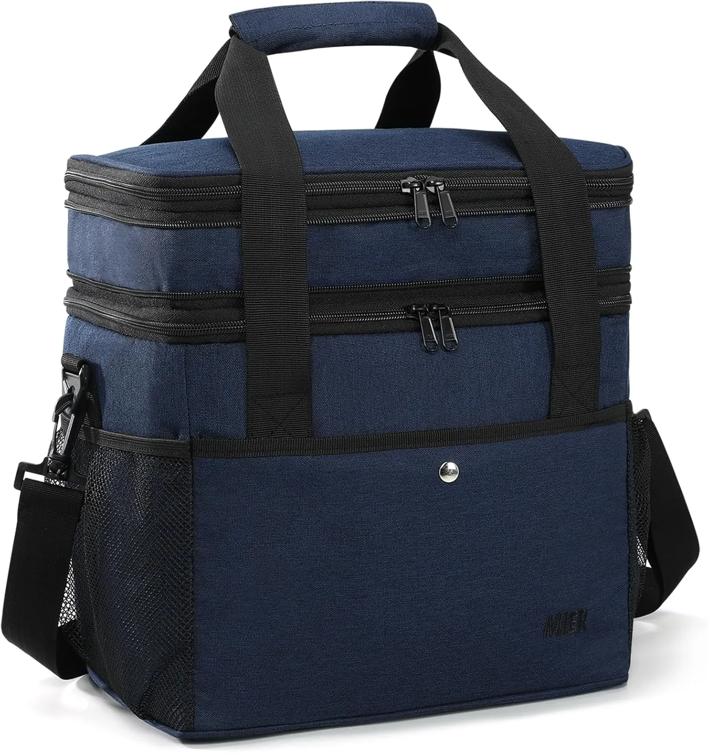 MIER Large Lunch Cooler for Men Expandable Lunch Bag Insulated Dual Compartment Cooler Bag for Travel Camping Picnic Weekend Trip, 24L/30Can(Pure Blue)