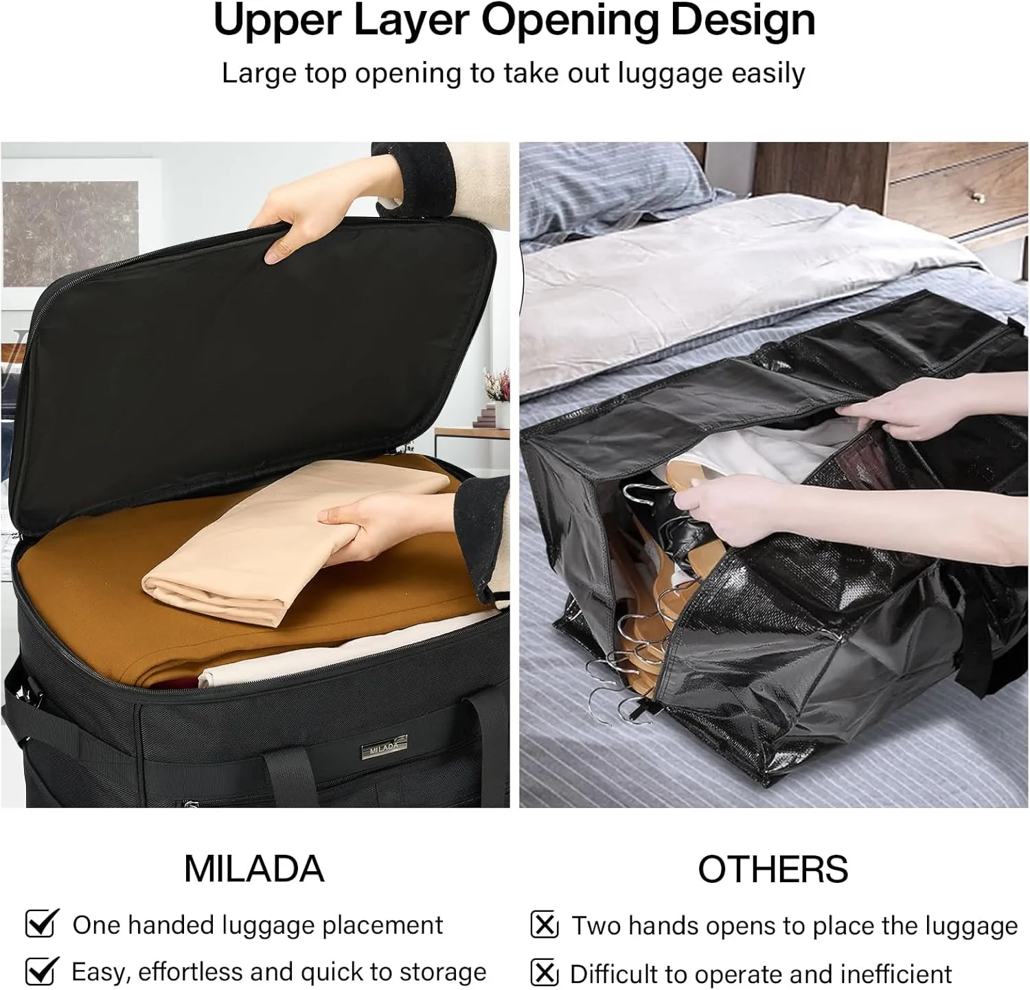MILADA Moving Boxes for Packaging Moving Bags Expandable Moving Boxes Medium and 98 L Large with Five Wheels and Detachable Shoulder Strap Moving Storage Bags also for Travel, Black