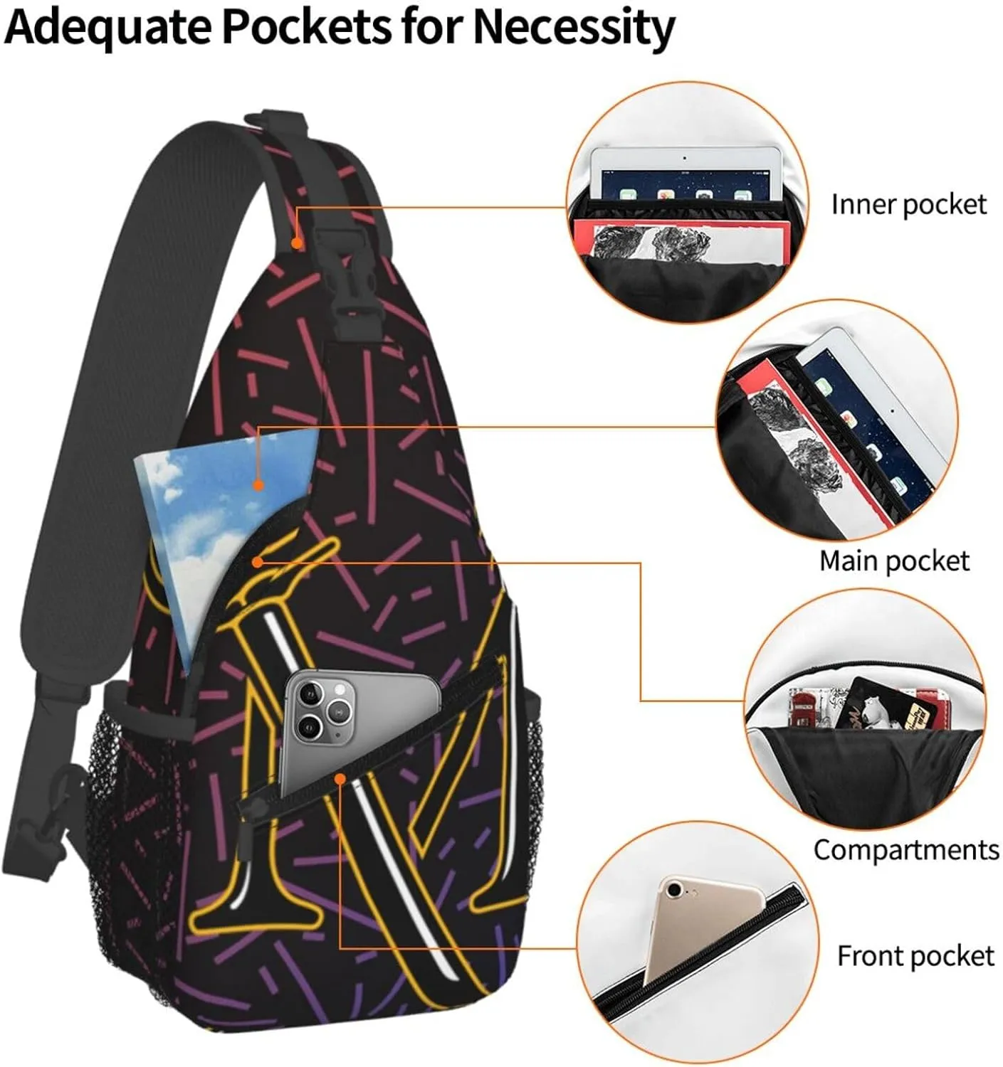 Millersville Marauders Logo Crossbody For Men Women Sling Chest Bag Shoulder Bag Lightweight One Strap Backpack Multipurpose Travel Hiking Daypack
