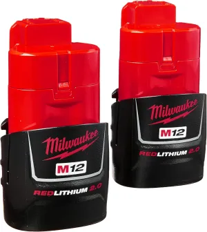 Milwaukee (2-Pack) 48-11-2420 M12 REDLITHIUM 2.0 Compact Battery Packs