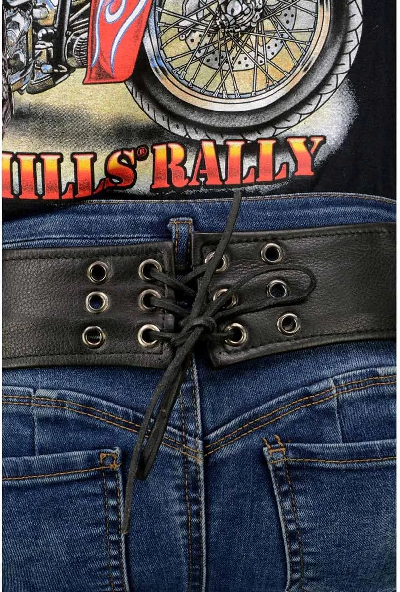 Milwaukee Leather Women's Black Leather Hip Set Motorcycle Chaps w/Crinkled Leg Striping MLL6500